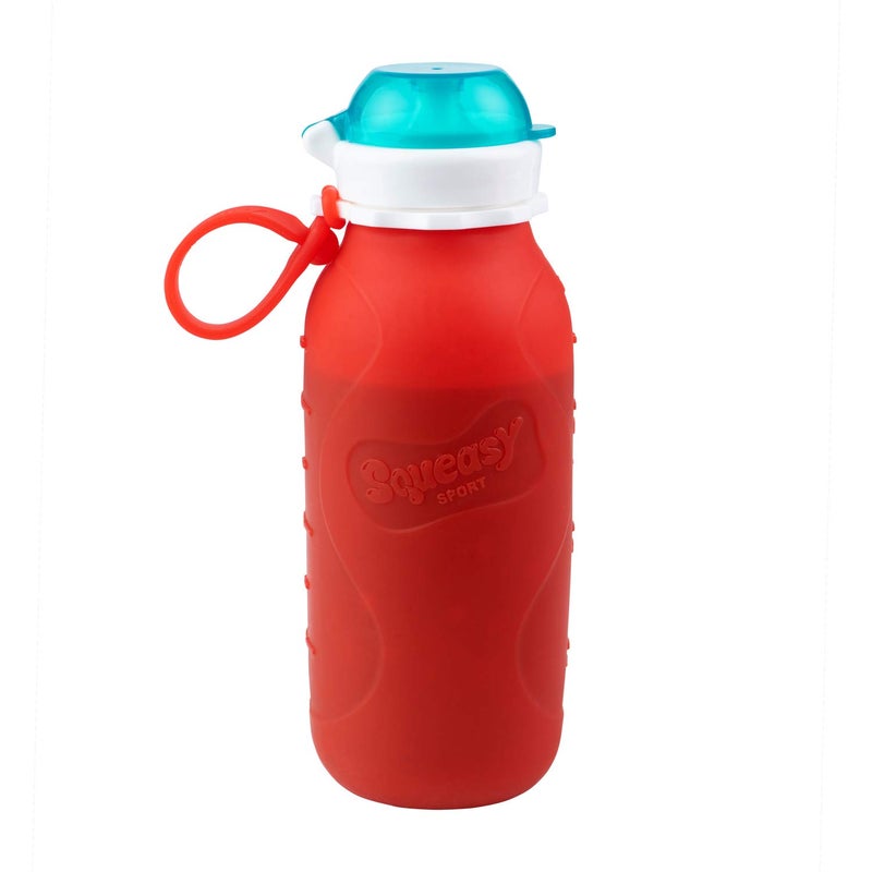 Squeasy Snacker Red 16 oz Squeasy Snacker Spill Proof Silicone Reusable Food Pouch - for Both Soft Foods and Liquids - Water, Apple Sauce, Yogurt, Smoothies, Baby Food - Dishwasher Safe - Image 1